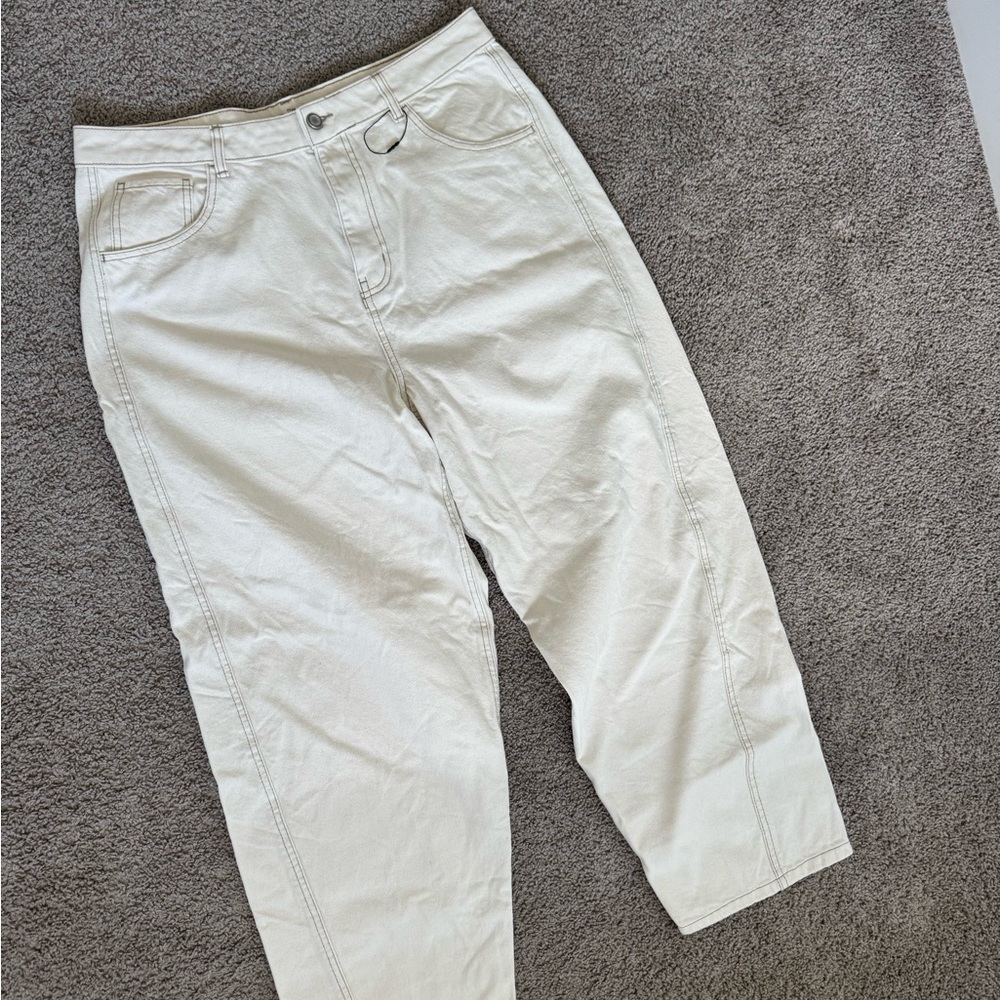 Primark Chic Cream High-Waisted Barrel Pants